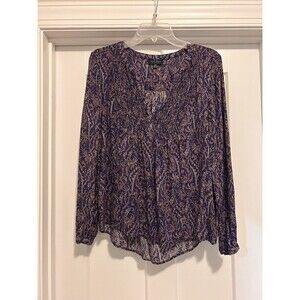 Lucky Brand Bohemian Pleated Floral Paisley Western Boho Hippie Plus Size Large